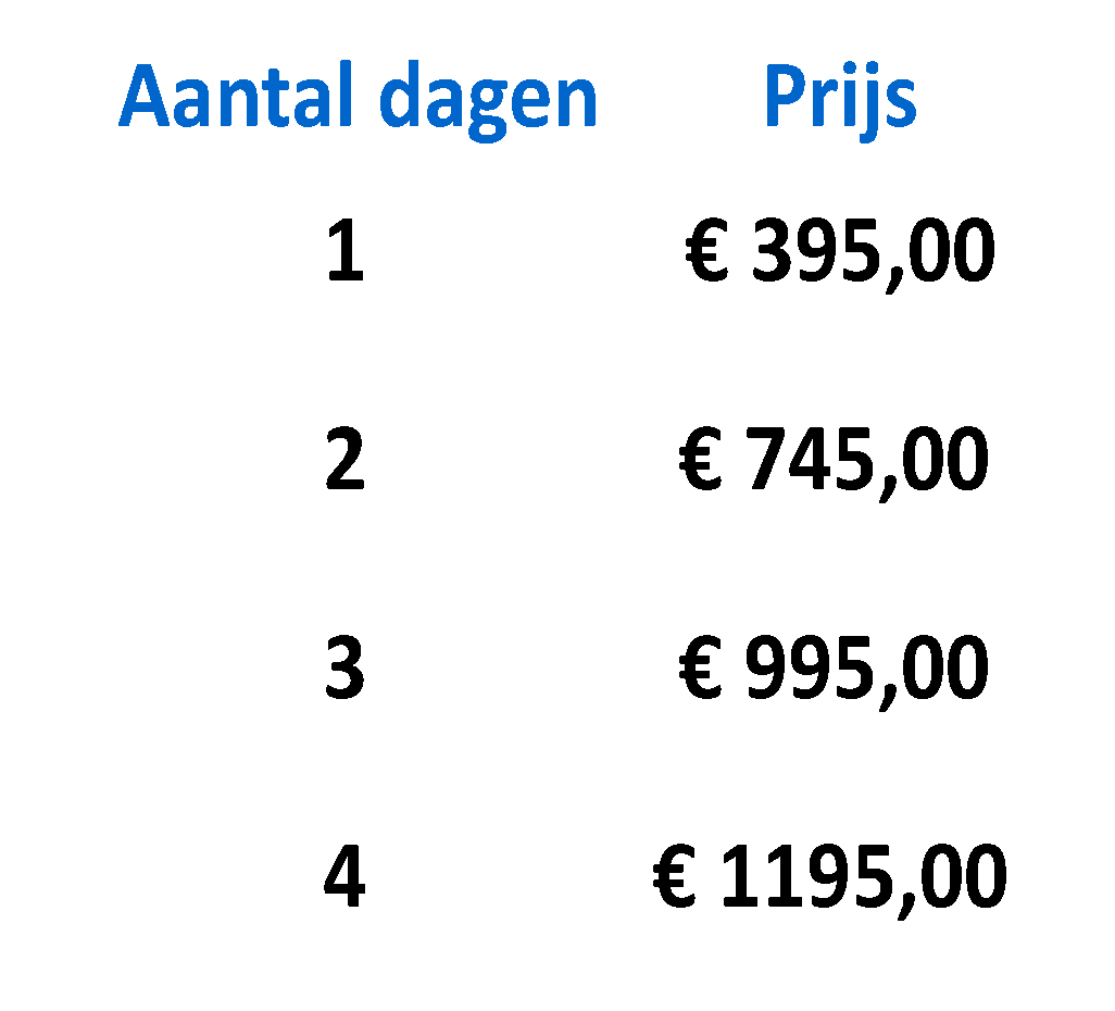 Prijs € 395,00 all-in / vrij van btw